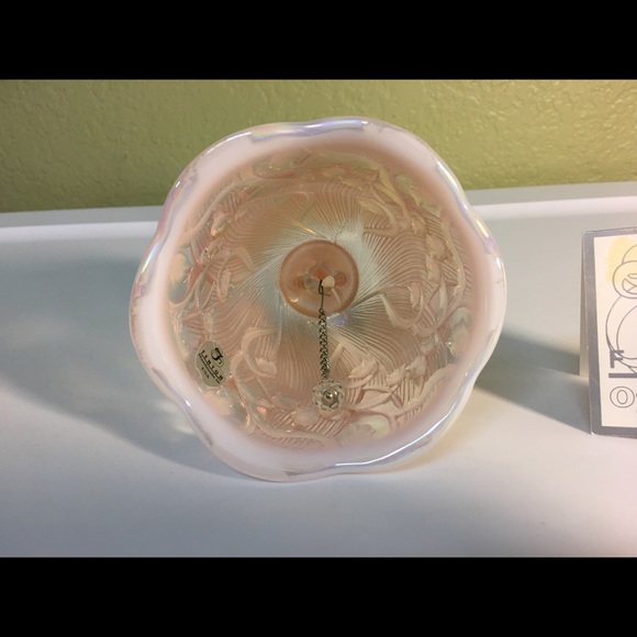 SOLD Beautiful Retro Fenton Pink Opalescent Glass Dinner Bell - Picture 8 of 12